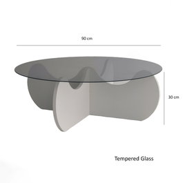 Hanah Home Mesa de Centro Himalayas Blanca con Cristal Templado
